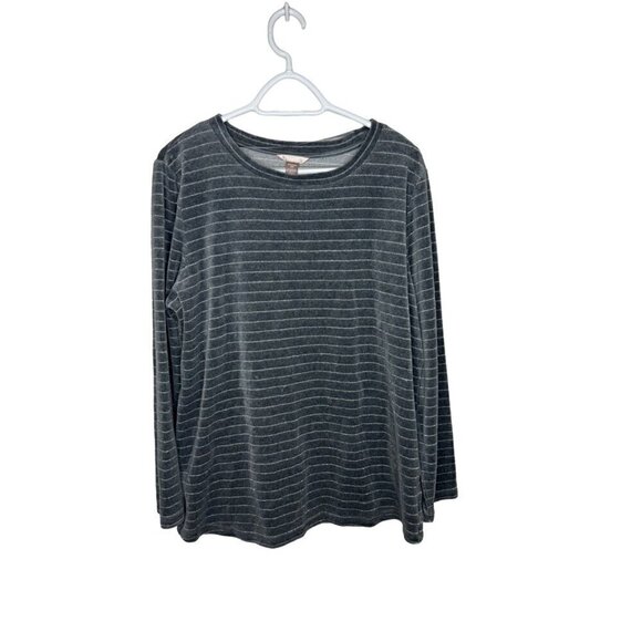 White Stag Metallic Striped Soft Long Sleeve Top Gray XXL - Picture 1 of 3